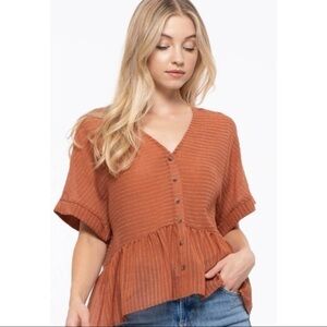 Boutique woven blouse in rust orange| multiple sizes